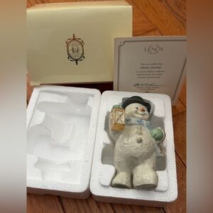 Lenox Snowy Journey snowman Figurine porcelain China 24k Gold